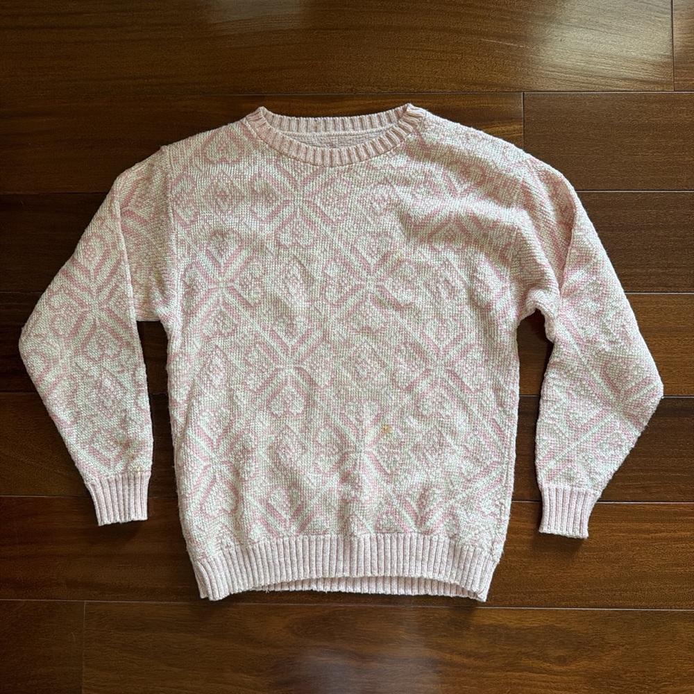 Vintage Pink and White Patterned Sweater